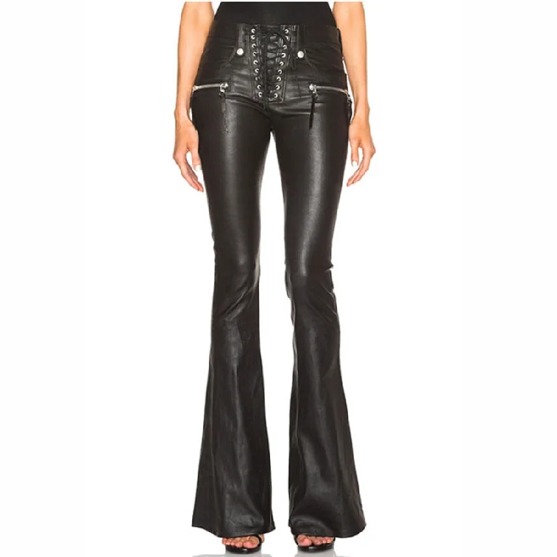 AKIRA: Coole Flare Faux Leder Pants