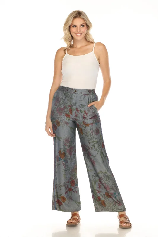 Johnny Was Workshop Denim Blue Floral Wide Leg Pants W77700