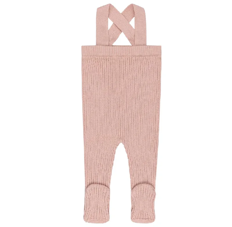 Looms Bubble Knit Collection Mauve Ribbed Overalls