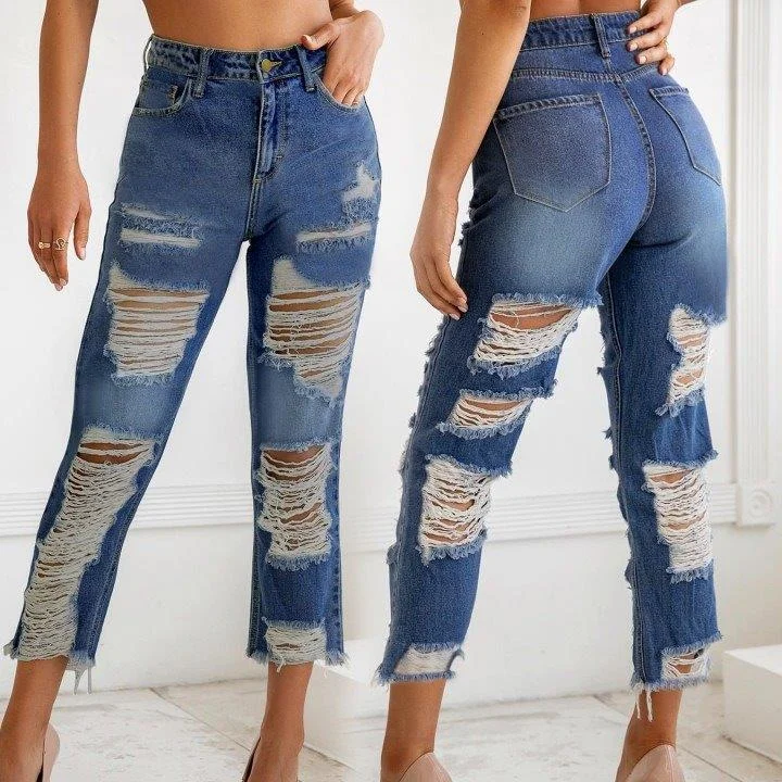 TAMARA: Der Blickfänger - Destroyed Cropped Denim Jeans