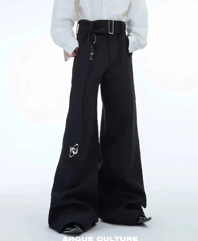 Logo Embellished Belted Trousers