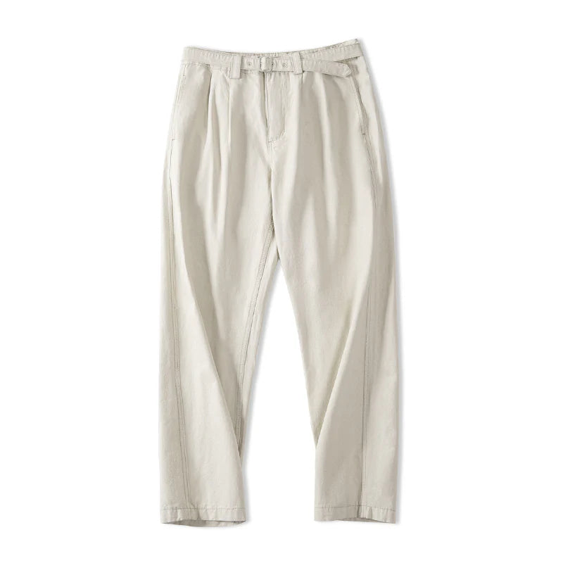 Double Pleat Cotton Trousers