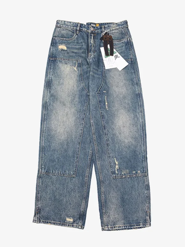 Washed HBT Double-Knee Work Jeans