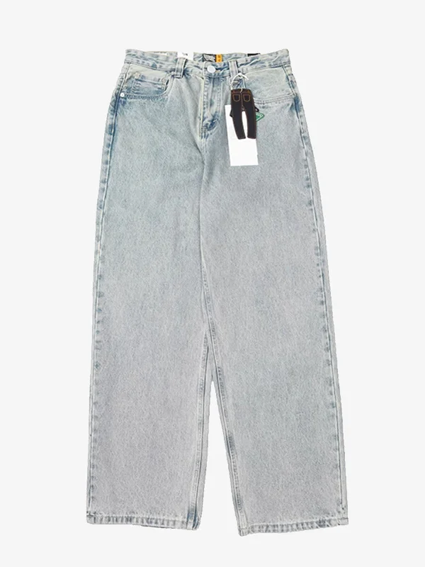 Washed Straight Twill Jeans