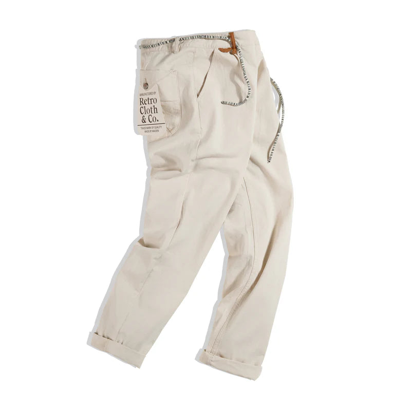 Natural Cotton Canvas Blend Trousers